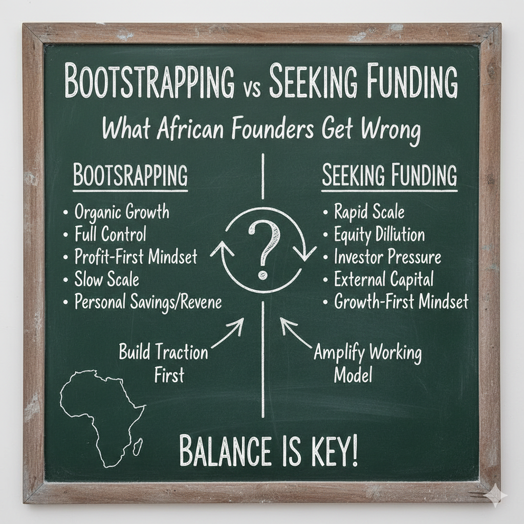 The Funding Crossroads - A founder choosing between bootstrapping and venture capital