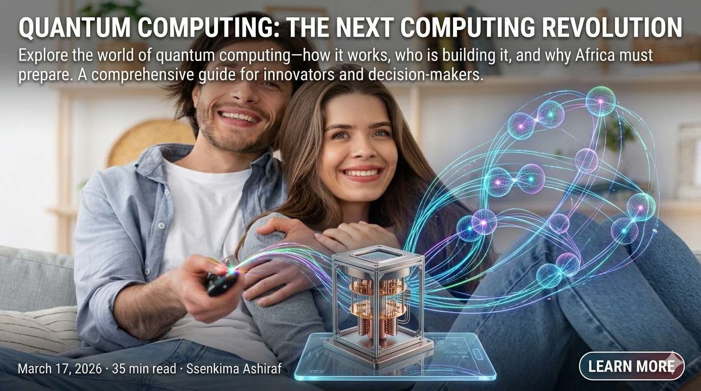 Abstract visualization of quantum bits (qubits) in superposition and entanglement, representing the future of computing